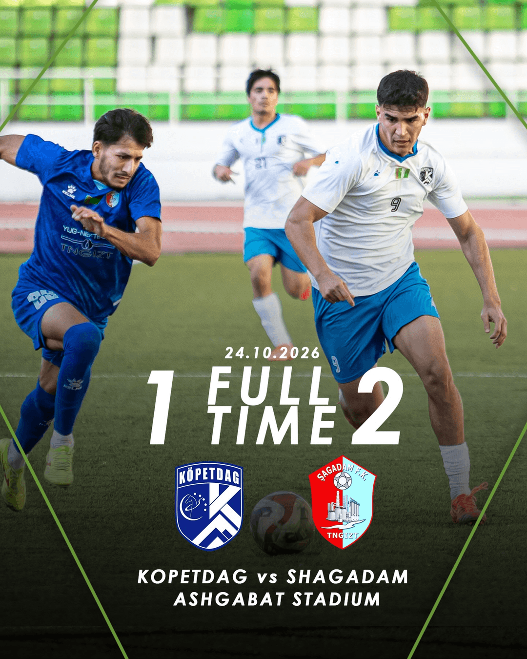 Aşgabatda futbol boýunça Türkmenistanyň çempionatynyň we ýaşlar birinjiliginiň 24-nji tapgyrynyň oýunlary geçirildi