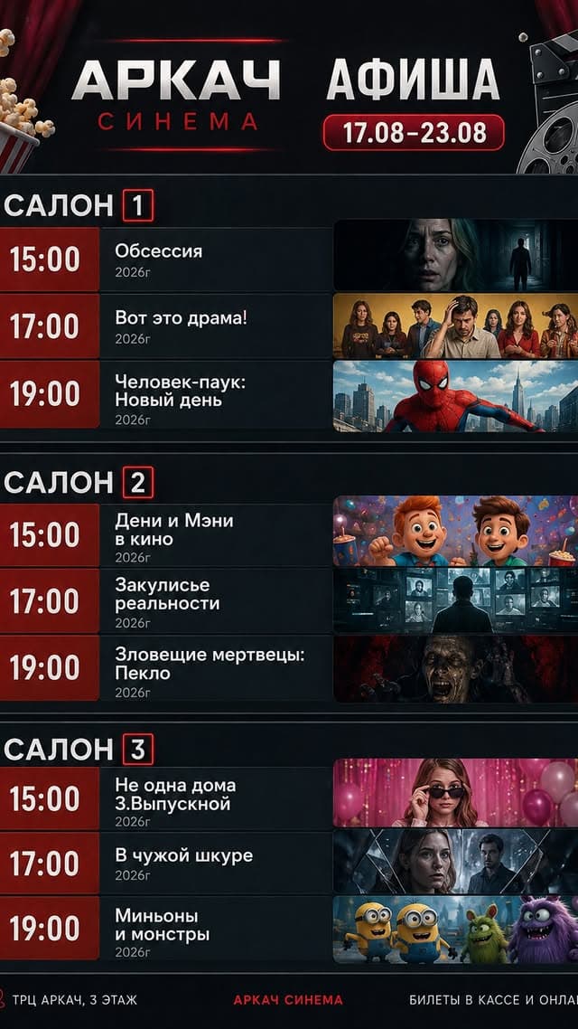 «Arkaç» kinoteatry täze kino hepdeligini hödürleýär