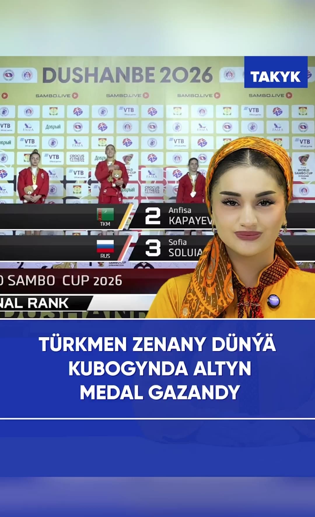 Türkmen zenany dünýä kubogynda altyn medal gazandy
