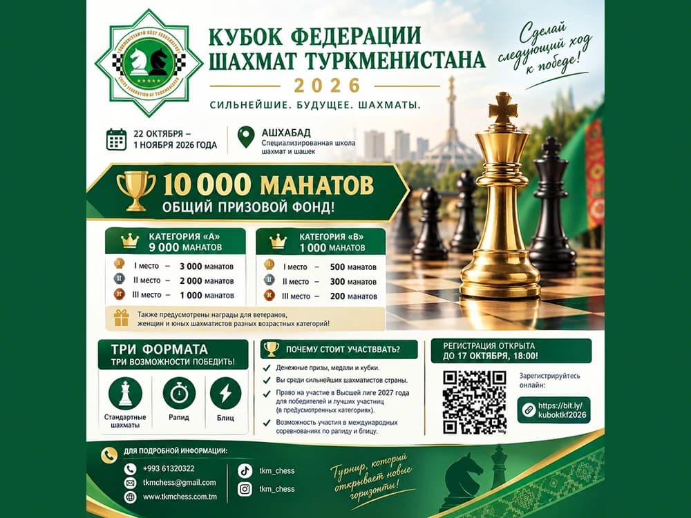 Turkmenistan Chess Federation Cup to take place in Ashgabat